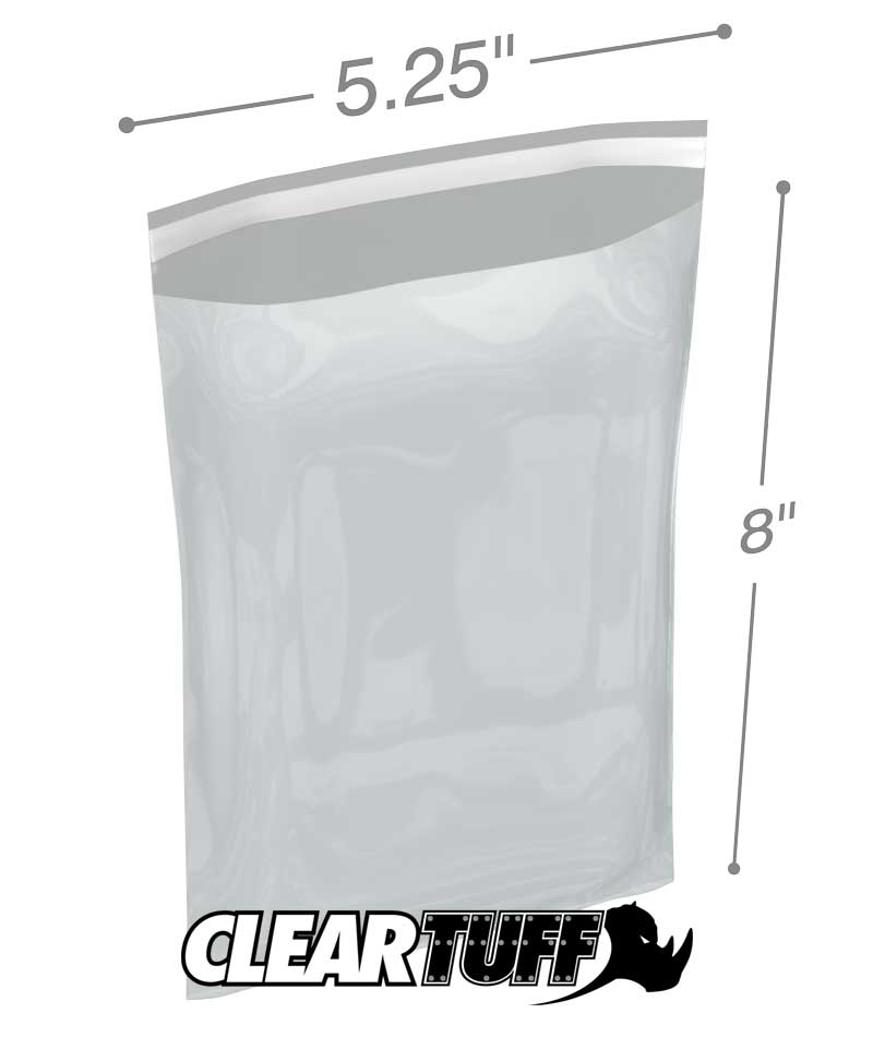 5.25 x 8 1.5 mil resealable polypropylene bags