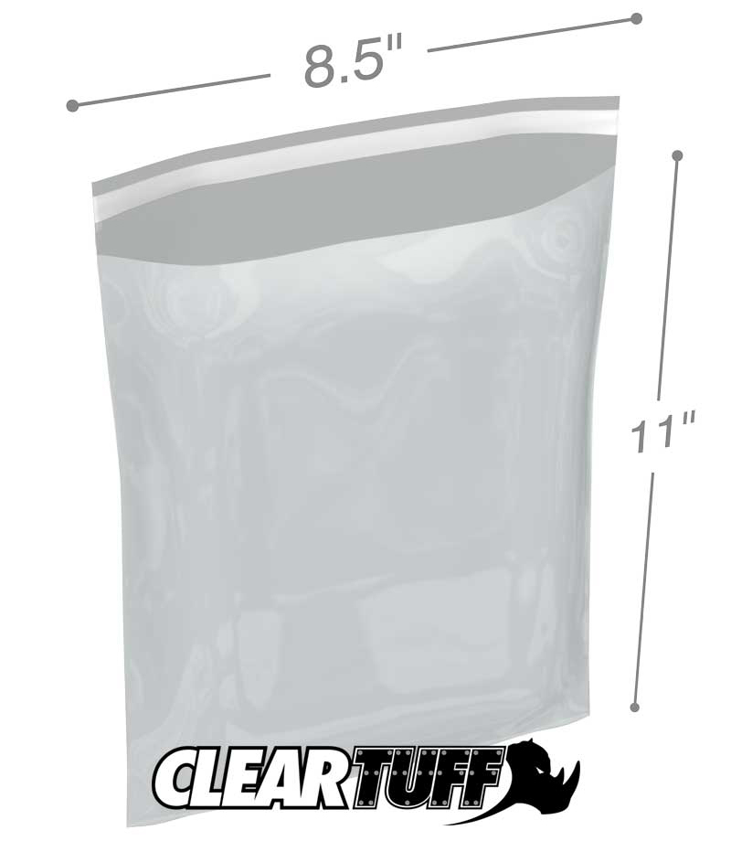 8.5 x 11 1.5 mil resealable polypropylene bags