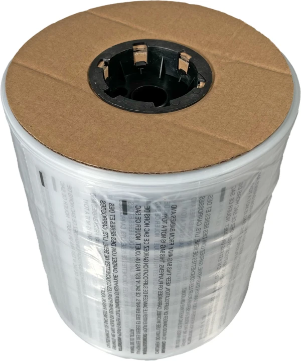 10 x 15 1.5 Mil Auto Bags with Suffocation Warning on Side 10 x 15 1.5 Mil Pre-Opened Bags On Roll For Automated Bagging on Side