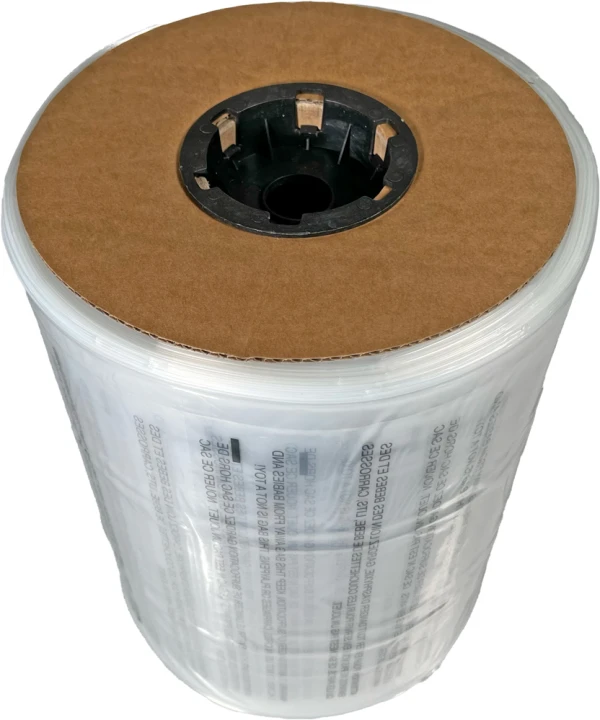 12 x 18 1.5 Mil Auto Bags with Suffocation Warning on Side 12 x 18 1.5 Mil Pre-Opened Bags On Roll For Automated Bagging Side