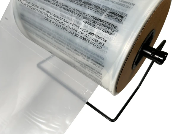 12 x 18 1.5 Mil Auto Bags with Suffocation Warning Perforation and Bottom Seal 12 x 18 1.5 Mil Pre-Opened Bags On Roll For Automated Bagging Bottom Seal and Perforation