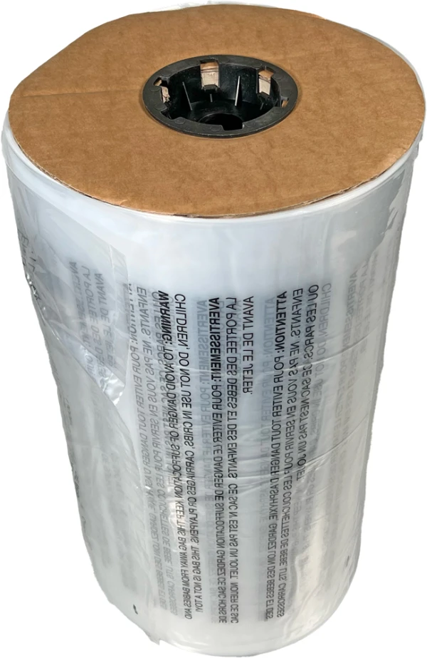 18 x 24 1.5 Mil Auto Bags with Suffocation Warning on Roll on Side 18 x 24 1.5 Mil Pre-Opened Bags On Roll For Automated Bagging on Roll