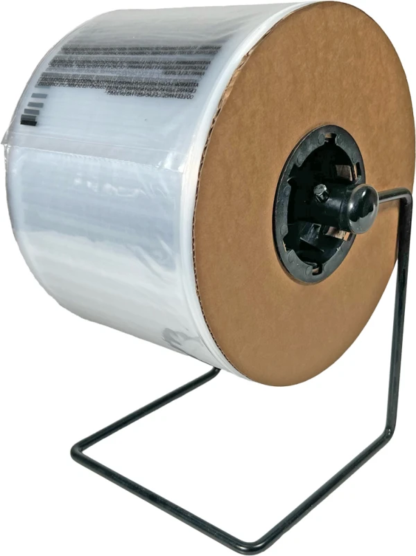6 x 9 1.5 Mil Auto Bags with Suffocation Warning on Dispenser 6 x 9 1.5 Mil Pre-Opened Bags On Roll For Automated Bagging on Dispenser