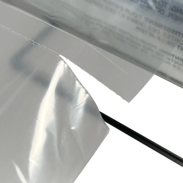 9 x 12 1.5 Mil Auto Bags with Suffocation Warning Perforation Perforation of 9 x 12 1.5 Mil Pre-Opened Bags On Roll For Automated Bagging