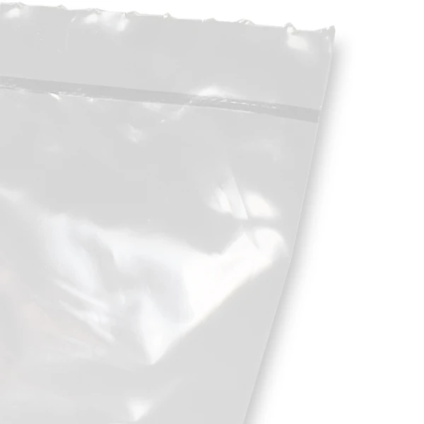 3 x 5 1.5 Mil Auto Bag Bottom Seal Close up of 3 x 5 1.5 Mil Pre-Opened Bag On Roll For Automated Bagging Bottom Seal