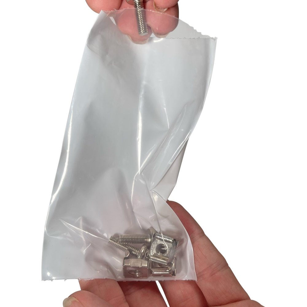 Clear Back 3 x 5 White Front Pre Opened Bags 2 Mil Machine Automated Bags