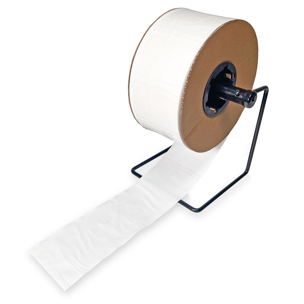 4 x 6 White Front Pre Opened Bags 2 Mil Machine Automated Bags on Dispoenser