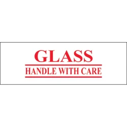 2" x 55 yds 2.2 Mil Printed Carton Sealing Tape "Glass - Handle With Care"