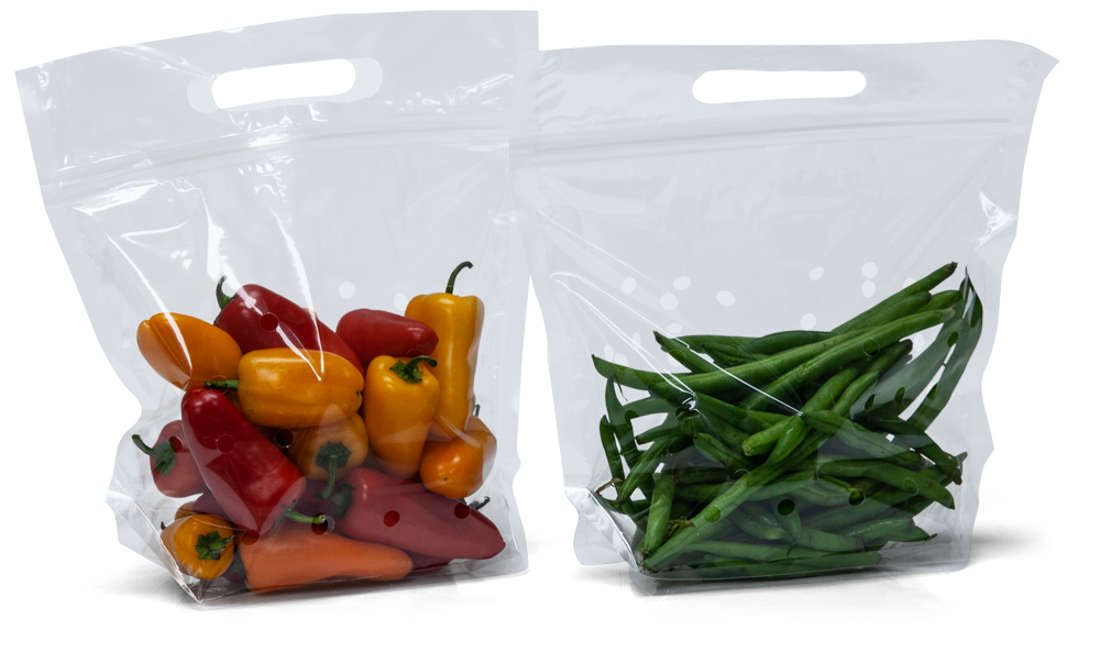 Vented Plastic Produce Bags 9.5" x 10" + 4" 2.5 mil