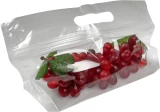 10.75x6.125+4 Small Vented Poly Produce Bags with Ziplock and Handle Containing Grapes