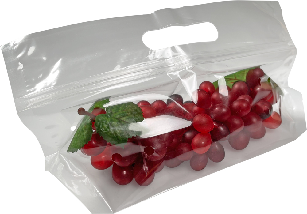 10.75 x 6.125+4 Vented Produce Bags Containing Grapes