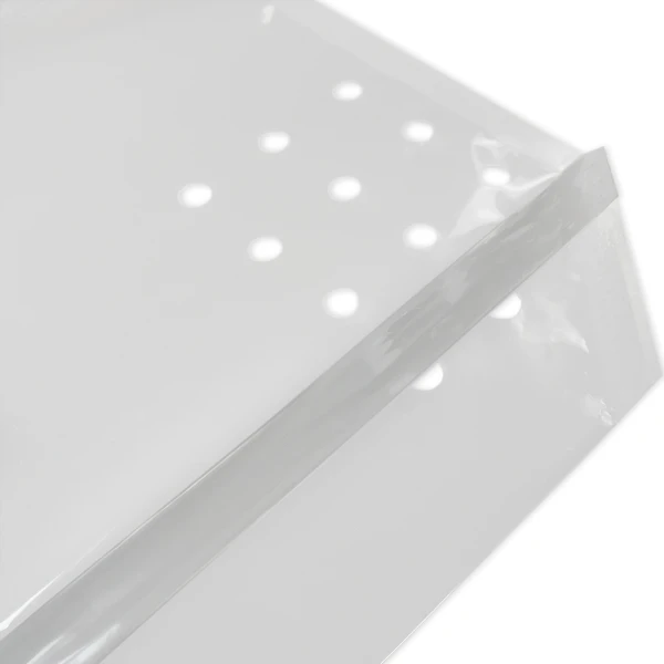 Close up of 9.5 x 10 + 4 Vented Poly Produce Bags Bottom Gusset