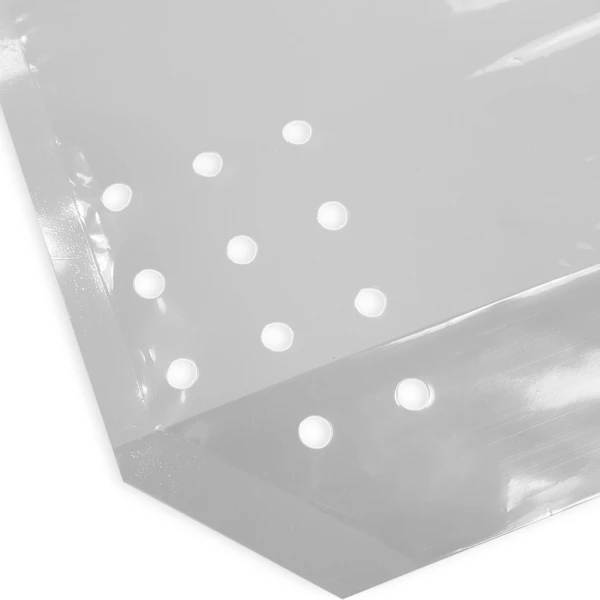 Close up of 9.5 x 10 + 4 Vented Poly Produce Bags Vent Holes