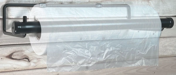 Produce Bag Dispenser 13 inch Produce Bag Dispenser Hanging on Wood Wall with Transparent Produce Bags