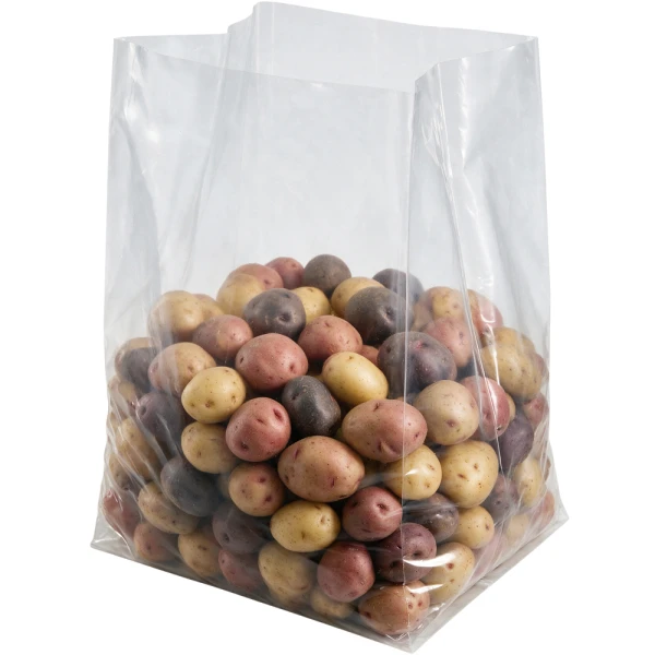 10 x 8 x 20 Gusseted Poly Bags 4 Mil 10 x 8 x 20 4 Mil Gusseted Poly Bags with 5 lbs of Potatoes