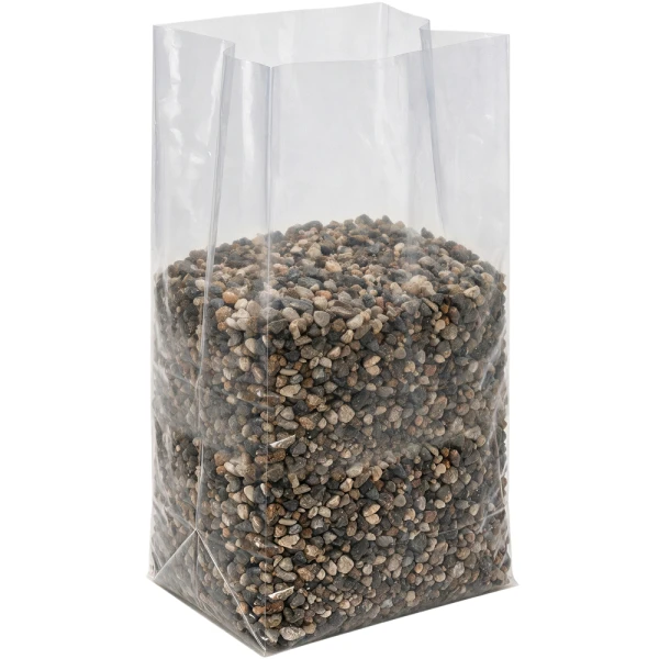 10 x 8 x 24 Gusseted Poly Bags 4 Mil 10 x 8 x 24 4 Mil Gusseted Poly Bags with Landcape Gravel