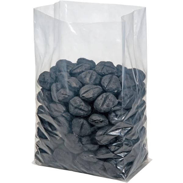 15 x 9 x 24 4 Mil Gusseted Poly Bags with Charcoal Briquettes