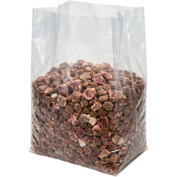 18 x 16 x 40 Gusseted Poly Bags 4 Mil 18 x 16 x 40 4 Mil Gusseted Poly Bags with 100 lbs of Frozen Pet Food Ingedients