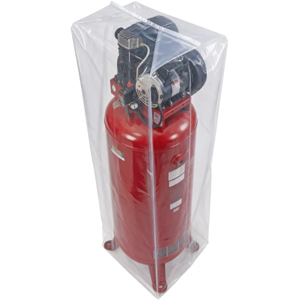 28 x 24 x 60 Gusseted Poly Bags 4 Mil 28 x 24 x 60 4 Mil Gusseted Poly Bags Protecting Industrial Air Compressor