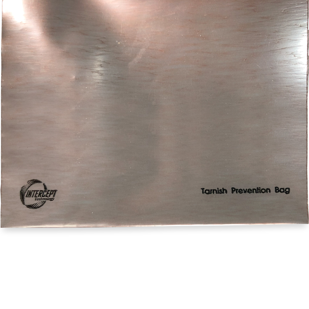 Close up of 4 x 4 Anti Tarnish Zip Lock Jewelry Bags Anti-Tarnish Jewelry Bag Bottom Print: Tarnish Prevention Bag