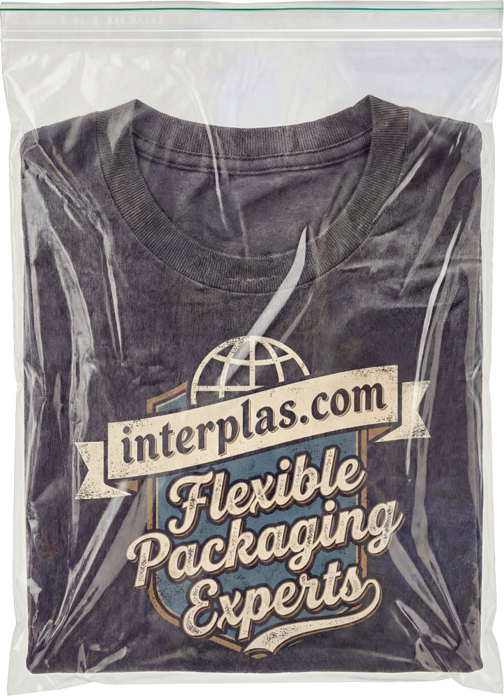 T-shirt inside of a 13 x 18 MiniGrip Biodegradable Zip Locking Bags