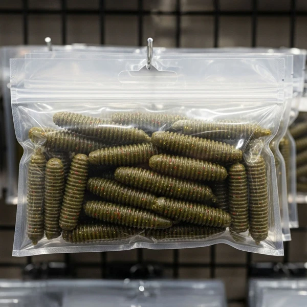 7 x 3 Lure Bags with Hang Hole 7 x 3 Lure Pouches with Hang Hole with Soft Rubber Lures