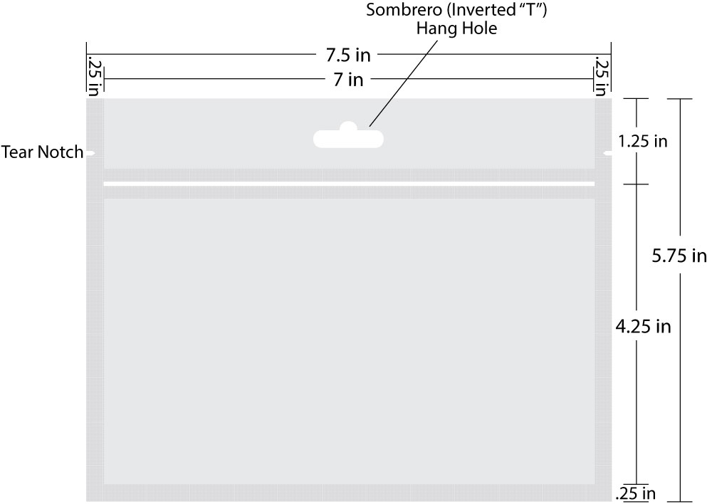 Dimensions of a 7 x 4.25 Lure Pouches with Hang Hole