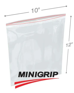 10" x 12" 2 Mil Double Zip Minigrip Resealable Poly Bags