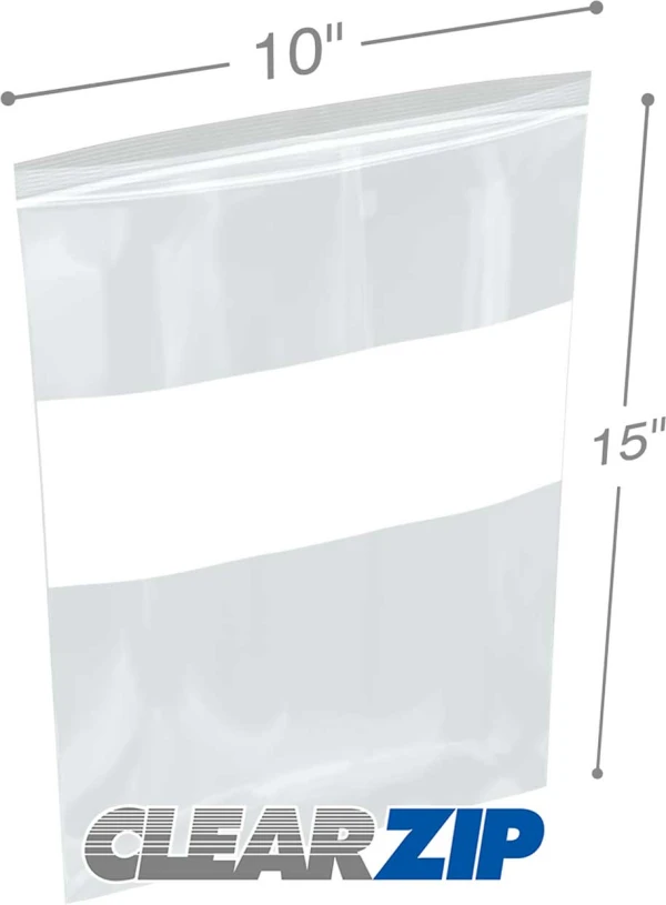 10 x 15 4 mil ClearZip Whiteblock 10 x 15 4 mil ClearZip Whiteblock