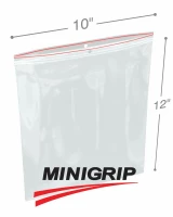 10x12 4Mil MiniGrip Reclosable Plastic Bags with Hang Hole