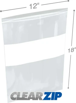 12" x 18" White Block Clearzip Lock Top Bags
