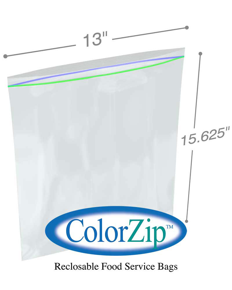 13x15-5/8 2 Gallon Storage Bag 2.7Mil ColorZip Reclosable Food Service MiniGrip