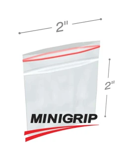 2" x 2" 2 Mil Minigrip Resealable Poly Bags