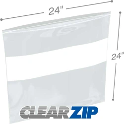 24" x 24" White Block Clearzip Lock Top Bags