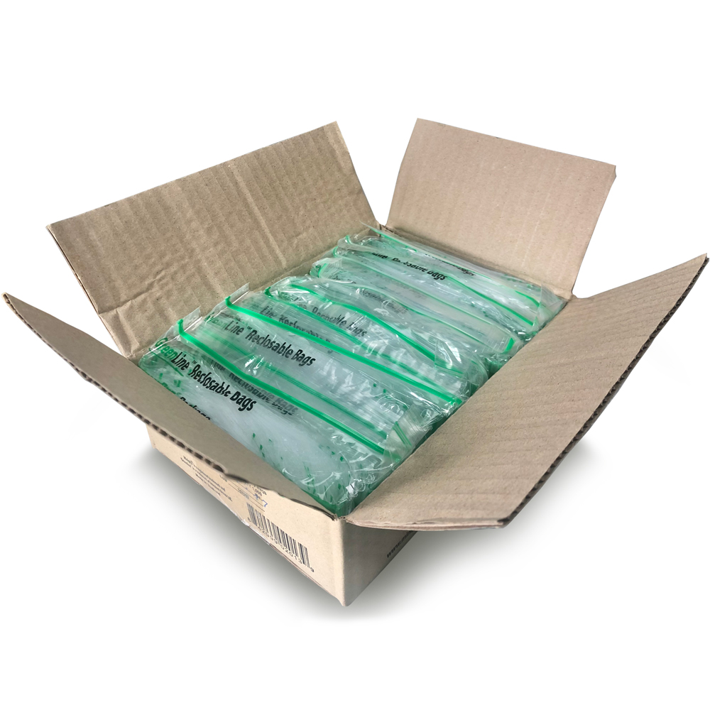 Open Case of 2 x 2 2 Mil Minigrip Greenline Biodegradable Reclosable Bag