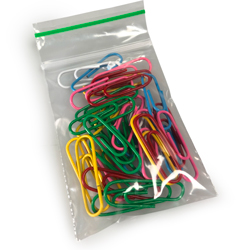 2 x 3 2 Mil Minigrip Greenline Biodegradable Reclosable Bag with Colored Paper Clips in it