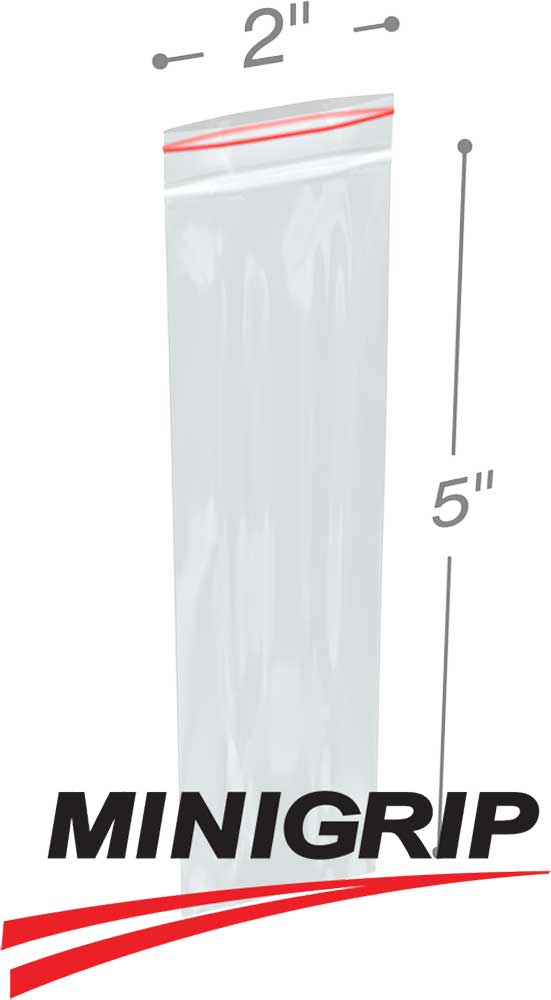2 x 5 2 Mil Resealable Poly Bags
