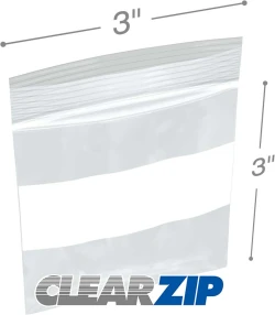 3" x 3" White Block Clearzip Lock Top Bags