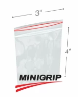 3x4 2Mil Minigrip Reclosable Plastic Bags