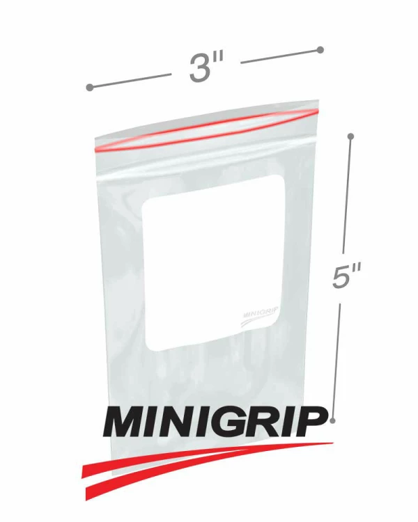 3x5 2Mil Minigrip Reclosable Plastic Bags with Whiteblock