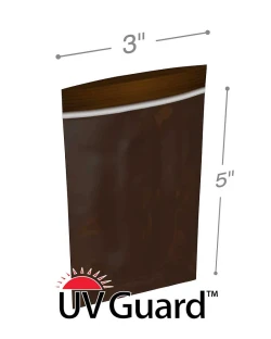 3" x 5" 3 Mil Minigrip Reclosable Amber UV Protective Bags