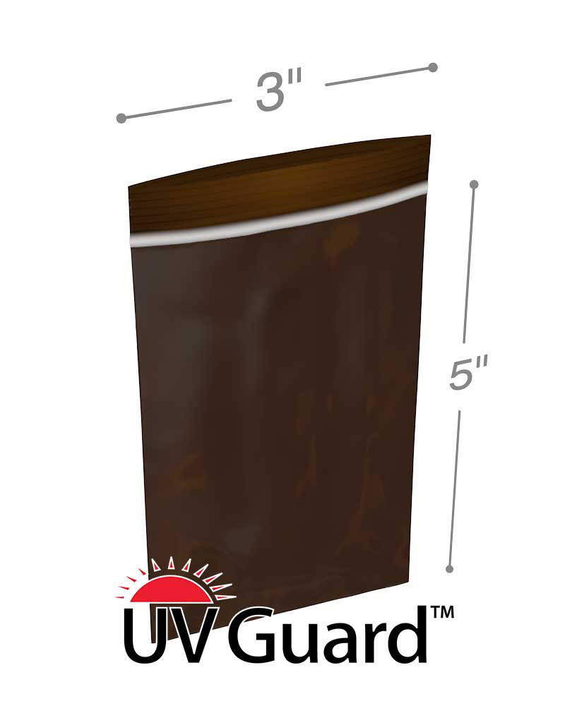 3x5 3Mil MiniGrip Reclosable Amber UV Protective Bags