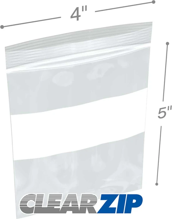 4 x 5 2 mil ClearZip Whiteblock 4 x 5 2 mil ClearZip Whiteblock