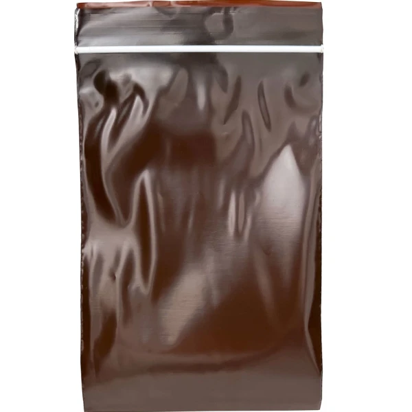 4 x 6 3 Mil Minigrip Reclosable Amber UV Protective Bag Front Front of Physical 4 x 6 3 Mil Minigrip Reclosable Amber UV Protective Bag with White Line Printed over Zipper