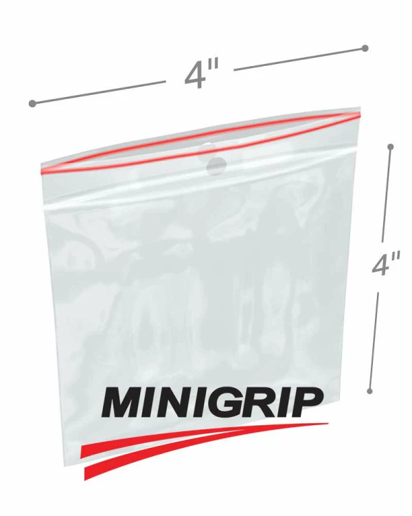 4x4 4Mil MiniGrip Reclosable Plastic Bags with Hang Hole