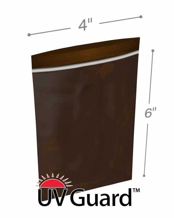Amber UV Protective Bags 4x6 3Mil MiniGrip Reclosable