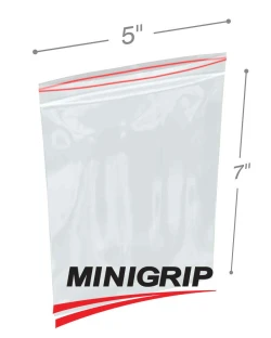 5" x 7" 2 Mil Minigrip Resealable Poly Bags