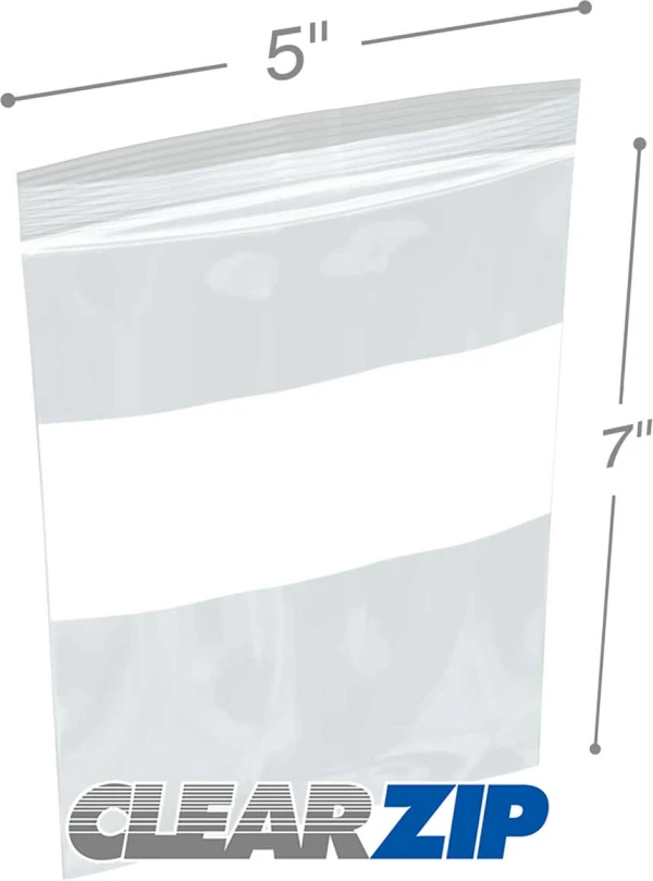 5 x 7 2 mil ClearZip Whiteblock 5 x 7 2 mil ClearZip Whiteblock