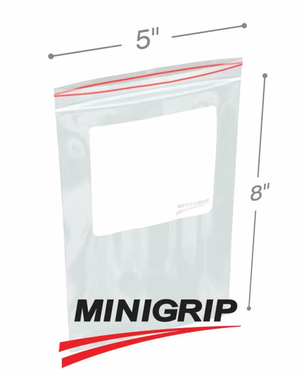 5x8 2Mil Minigrip Reclosable Plastic Bags with Whiteblock