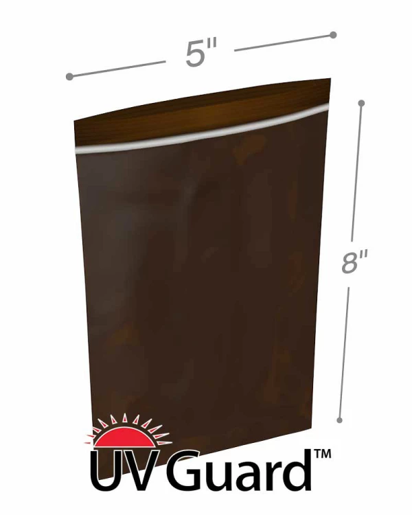 Amber UV Protective Bags 5x8 3Mil MiniGrip Reclosable